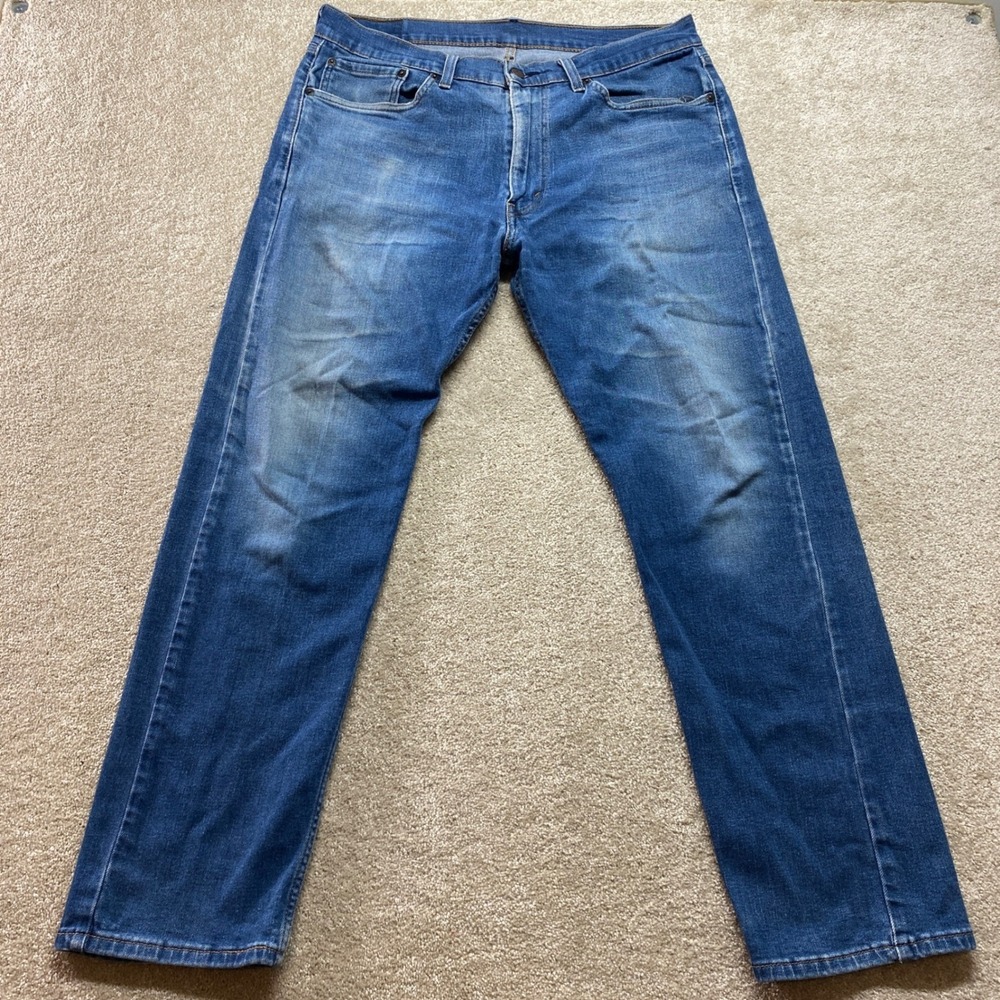 Levis 505 Regular Fit Jeans Mens 36x32 Blue Medium Wash Straight Leg Stretch